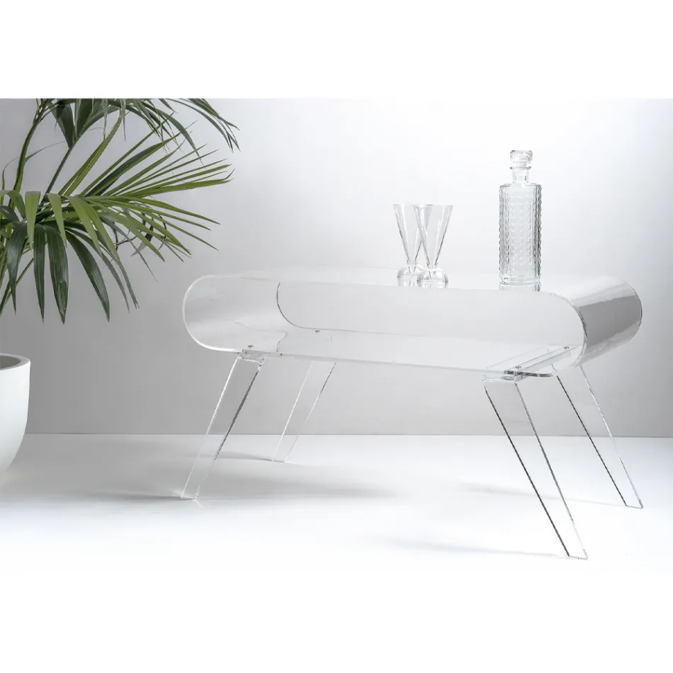 Soffbord i transparent plexiglas eller med designträ - gips Viadurini