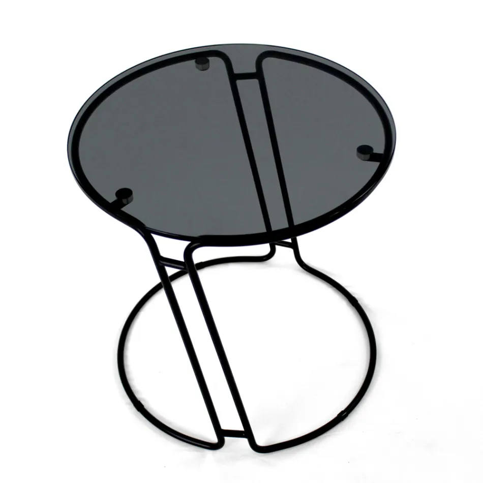 Glas soffbord och rund bas Tillverkad i Italien - Tullia Viadurini