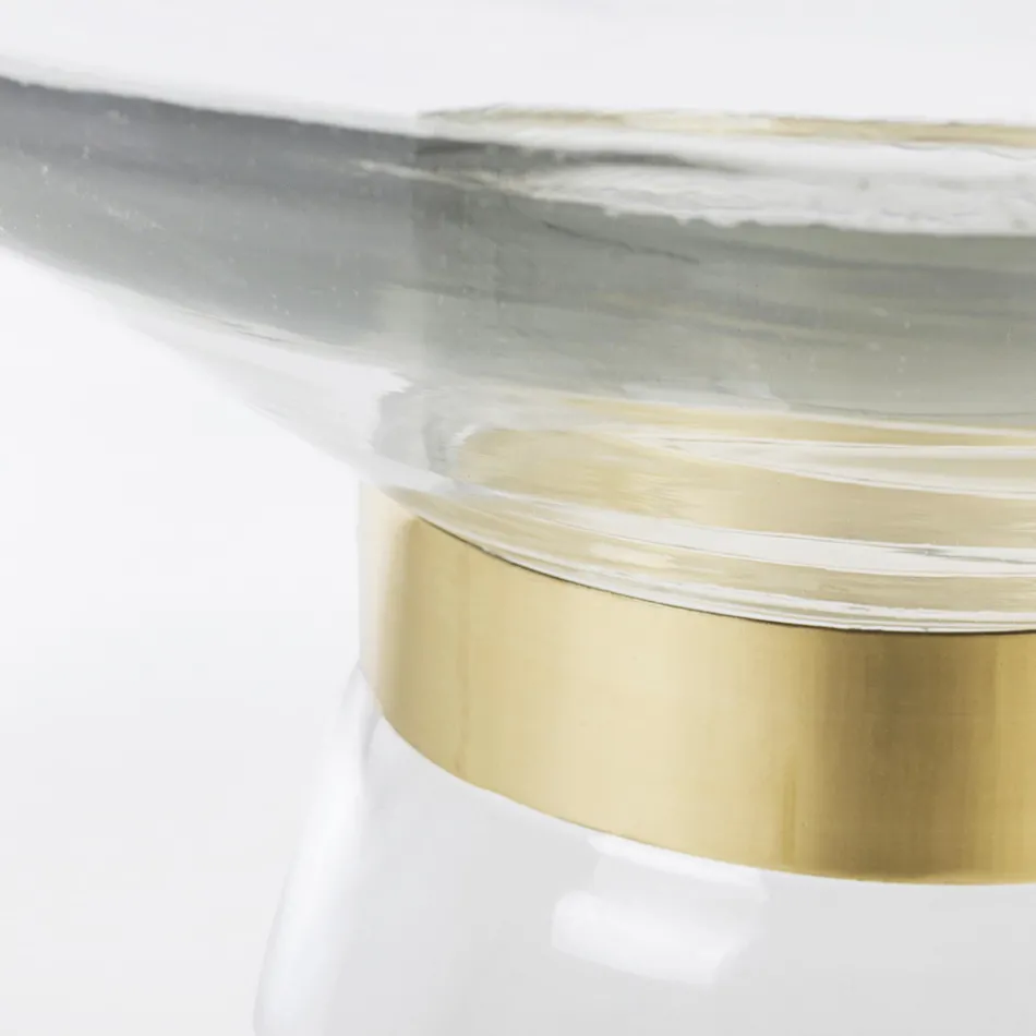 Soffbord i glas och dekor i mässingspläterat stål - Gabrio Viadurini