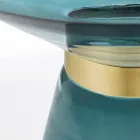 Soffbord i glas och dekor i mässingspläterat stål - Gabrio Viadurini