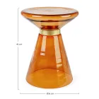 Soffbord i glas och dekor i mässingspläterat stål - Gabrio Viadurini