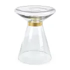 Soffbord i glas och dekor i mässingspläterat stål - Gabrio Viadurini