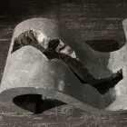 Soffbord i härdat glas med Fossil Stone Base - Jordan Viadurini