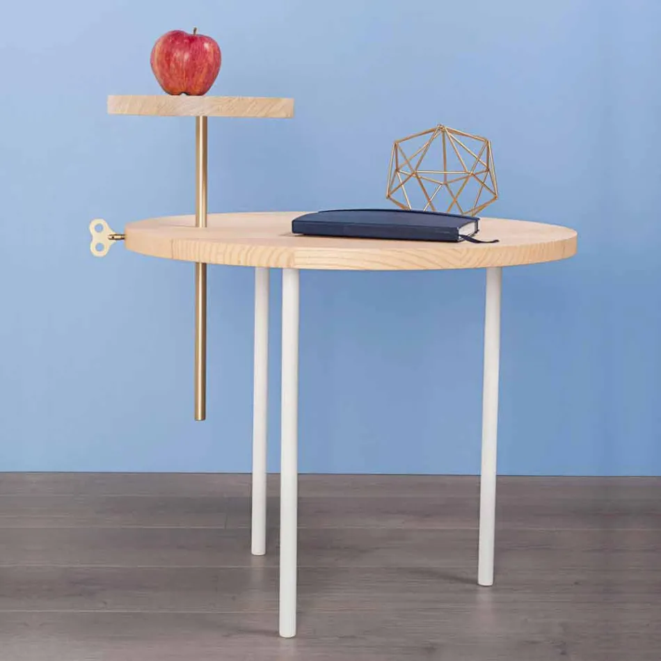 Modernt soffbord med rund ask topp tillverkad i Italien - Velino Viadurini