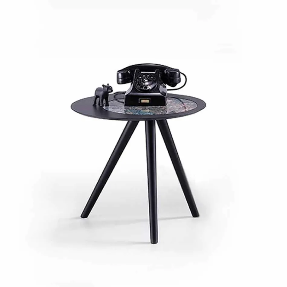 Modernt soffbord med rund topp i Gres Made in Italy - Stuttgart Viadurini