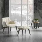 Modernt soffbord i Gres och bokträ tillverkat i Italien - Titanic Viadurini