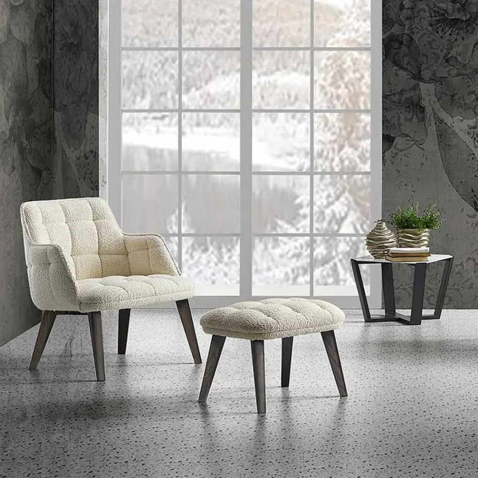 Modernt soffbord i Gres och bokträ tillverkat i Italien - Titanic Viadurini