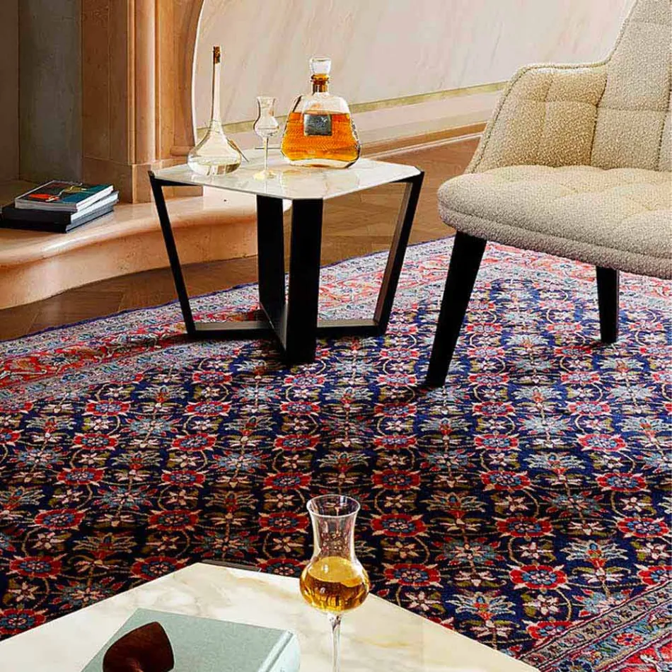 Modernt soffbord i Gres och bokträ tillverkat i Italien - Titanic Viadurini