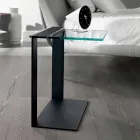 Modern metall och rökt eller klart glas soffbord gjord i Italien - Teilor Viadurini