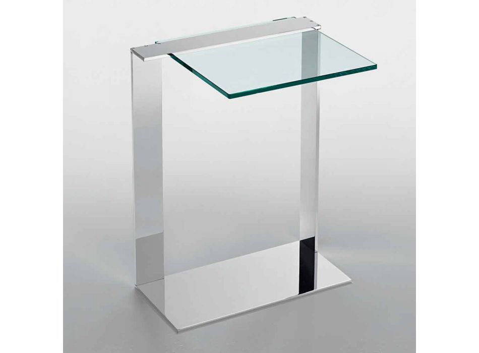 Modern metall och rökt eller klart glas soffbord gjord i Italien - Teilor Viadurini