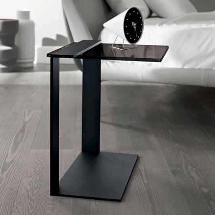 Modern metall och rökt eller klart glas soffbord gjord i Italien - Teilor Viadurini