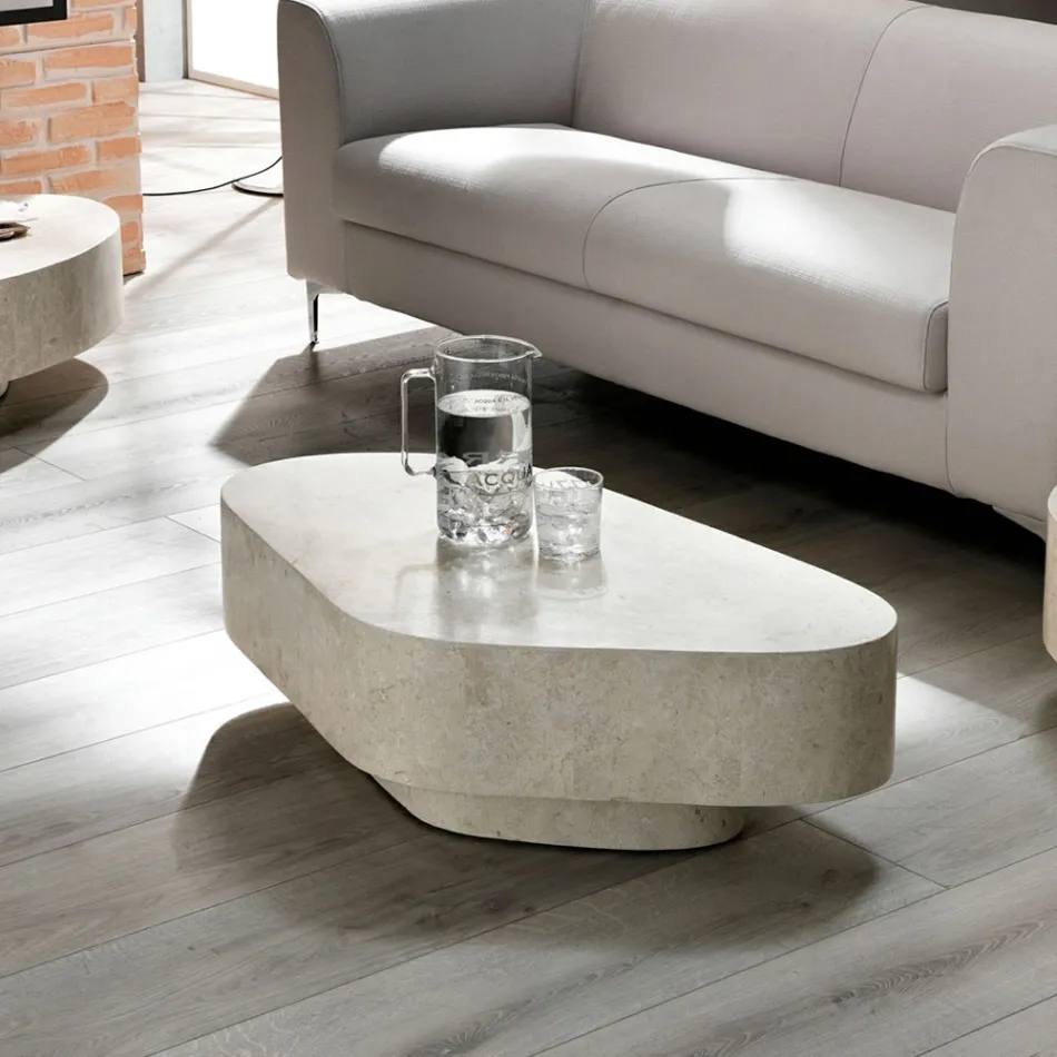 Modernt soffbord format i fossil sten - Bowie Viadurini