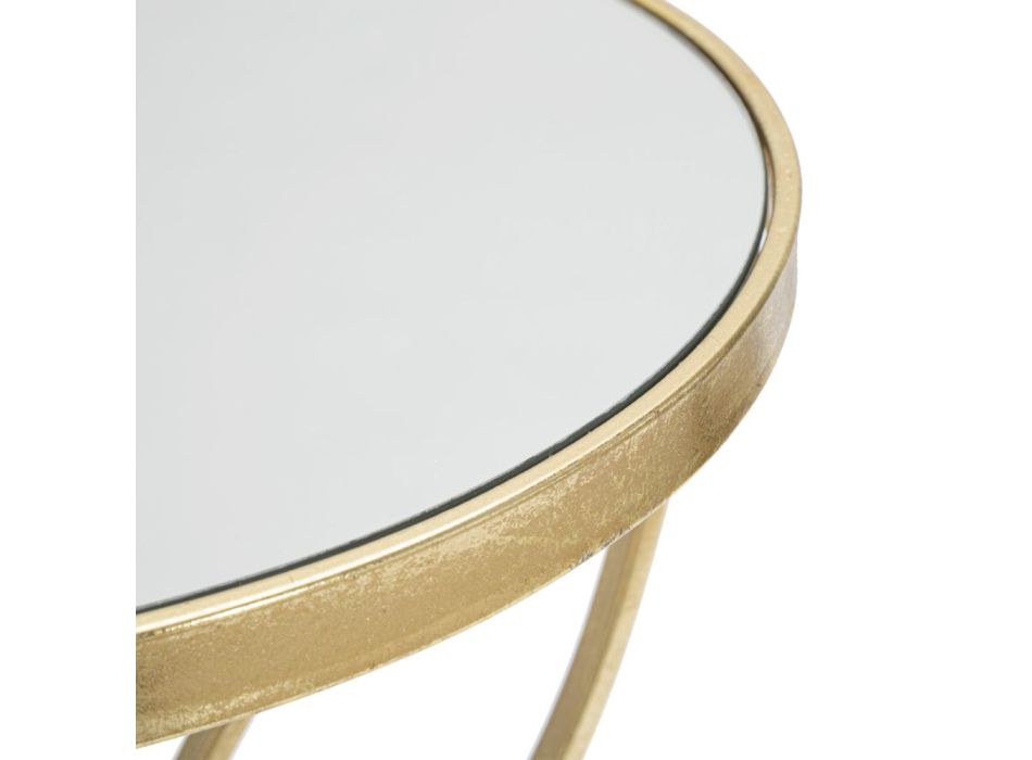 Guldjärns soffbord med rund spegelplatta - Umari Viadurini