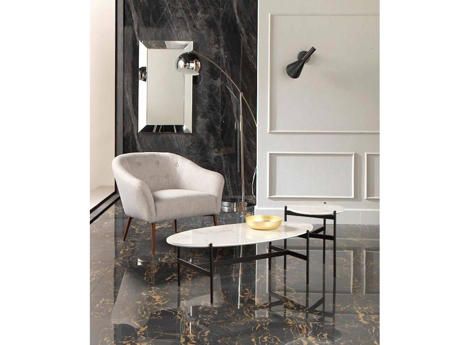 Oval vardagsrum med modern design med keramisk topp - Donatella Viadurini