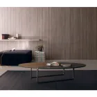 Ovalt soffbord i metall och tvåfärgad träskiva - Comacchio Viadurini