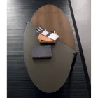 Ovalt soffbord i metall och tvåfärgad träskiva - Comacchio Viadurini