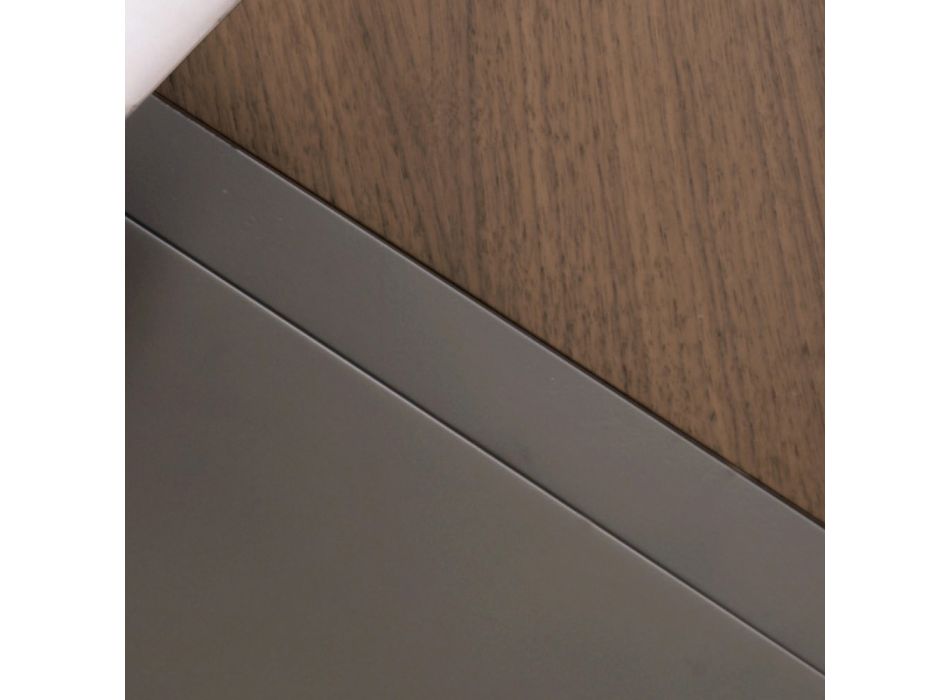 Ovalt soffbord i metall och tvåfärgad träskiva - Comacchio Viadurini