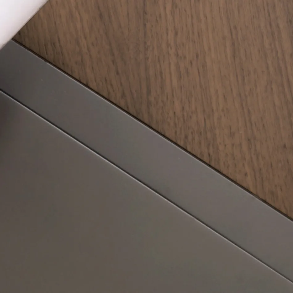 Ovalt soffbord i metall och tvåfärgad träskiva - Comacchio Viadurini