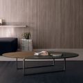 Ovalt soffbord i metall och tvåfärgad träskiva - Comacchio