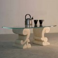 Ovala soffbord handgjorda Vicenza sten och Aracne-S kristall