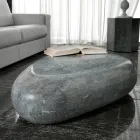 Ovalt soffbord i modern fossil sten - Avenue Viadurini