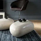 Ovalt soffbord i modern fossil sten - Avenue Viadurini