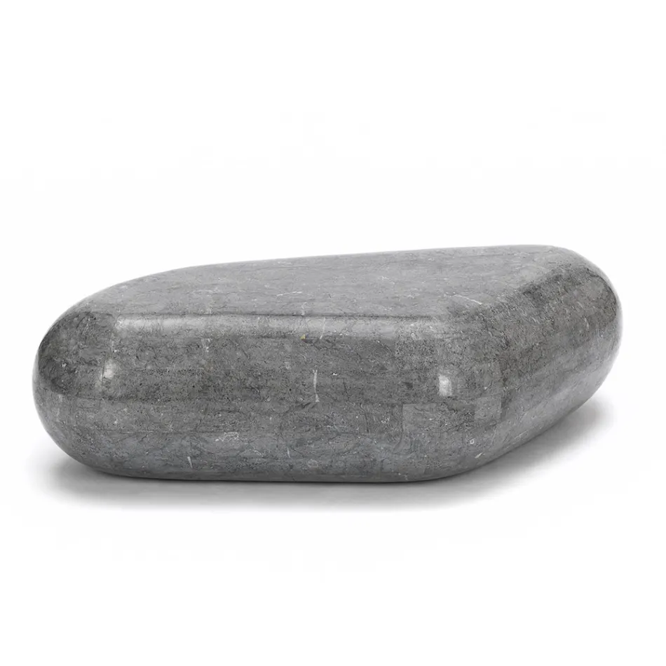 Ovalt soffbord i modern fossil sten - Avenue Viadurini