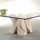 Fyrkantig petra och kristall soffbord, modern Kos design Viadurini