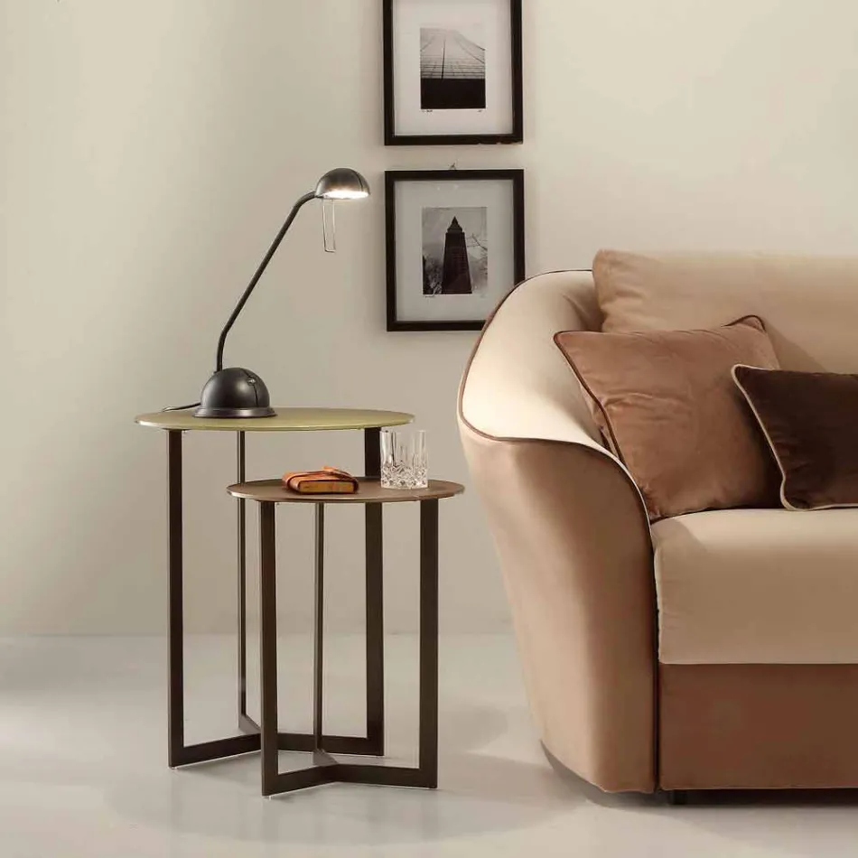 Runt soffbord med kristallplatta Tillverkad i Italien - Indio Viadurini