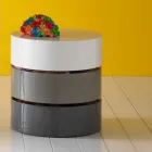 Runt soffbord med svängbara hyllor och behållare i MDF - Pitty Viadurini