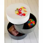 Runt soffbord med svängbara hyllor och behållare i MDF - Pitty Viadurini