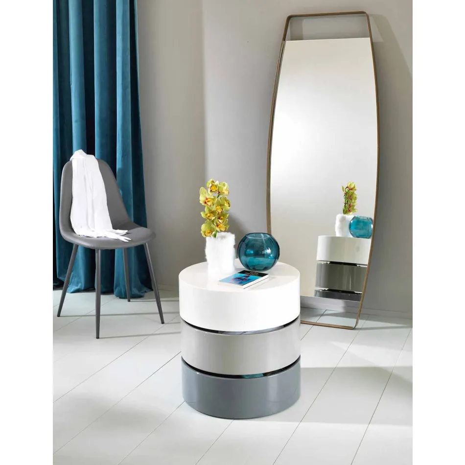 Runt soffbord med svängbara hyllor och behållare i MDF - Pitty Viadurini