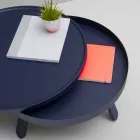 Runt design soffbord i massivt trä och metall - Salerno Viadurini