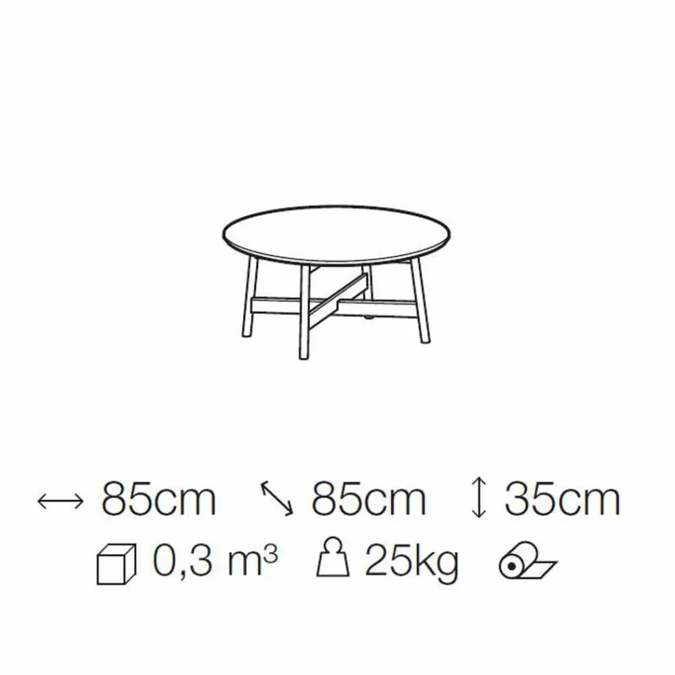 Runt soffbord i marmor och bokträ Tillverkat i Italien - Daniela Viadurini
