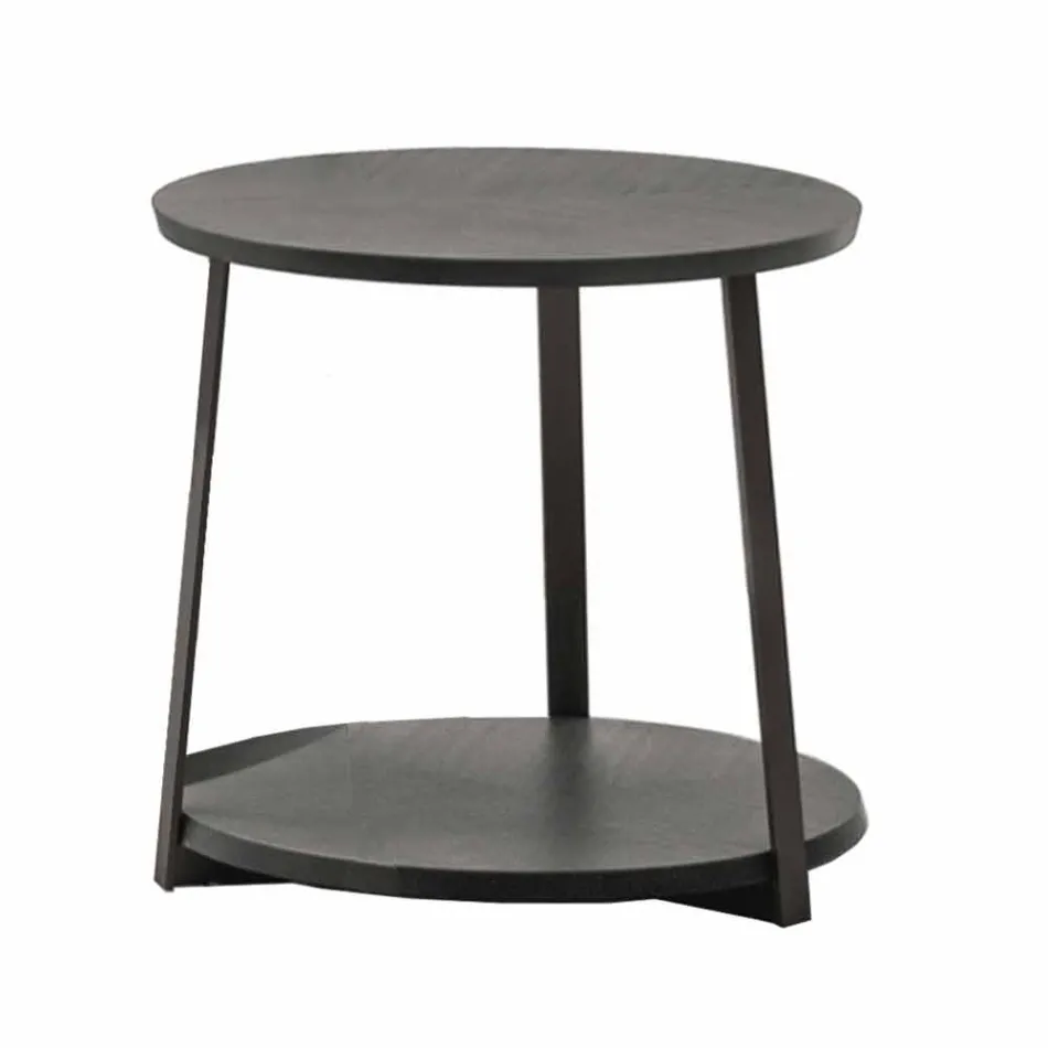 Runt soffbord i Mdf med metallkonstruktion tillverkad i Italien - Aloe Viadurini