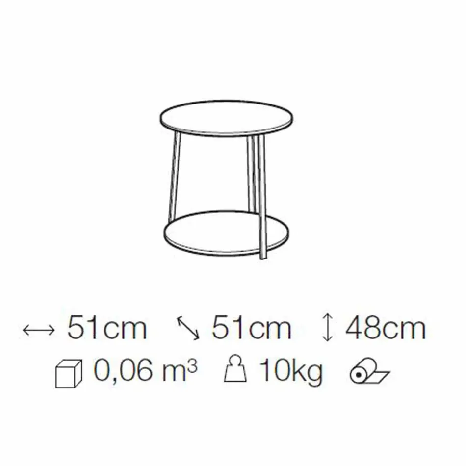 Runt soffbord i Mdf med metallkonstruktion tillverkad i Italien - Aloe Viadurini
