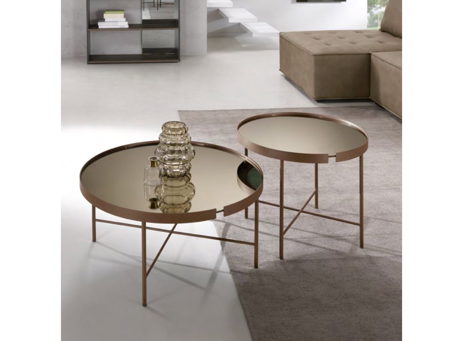 Runt soffbord i glas och metall Tillverkat i Italien - Marimo Viadurini