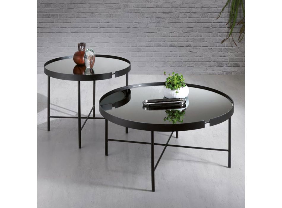 Runt soffbord i glas och metall Tillverkat i Italien - Marimo Viadurini