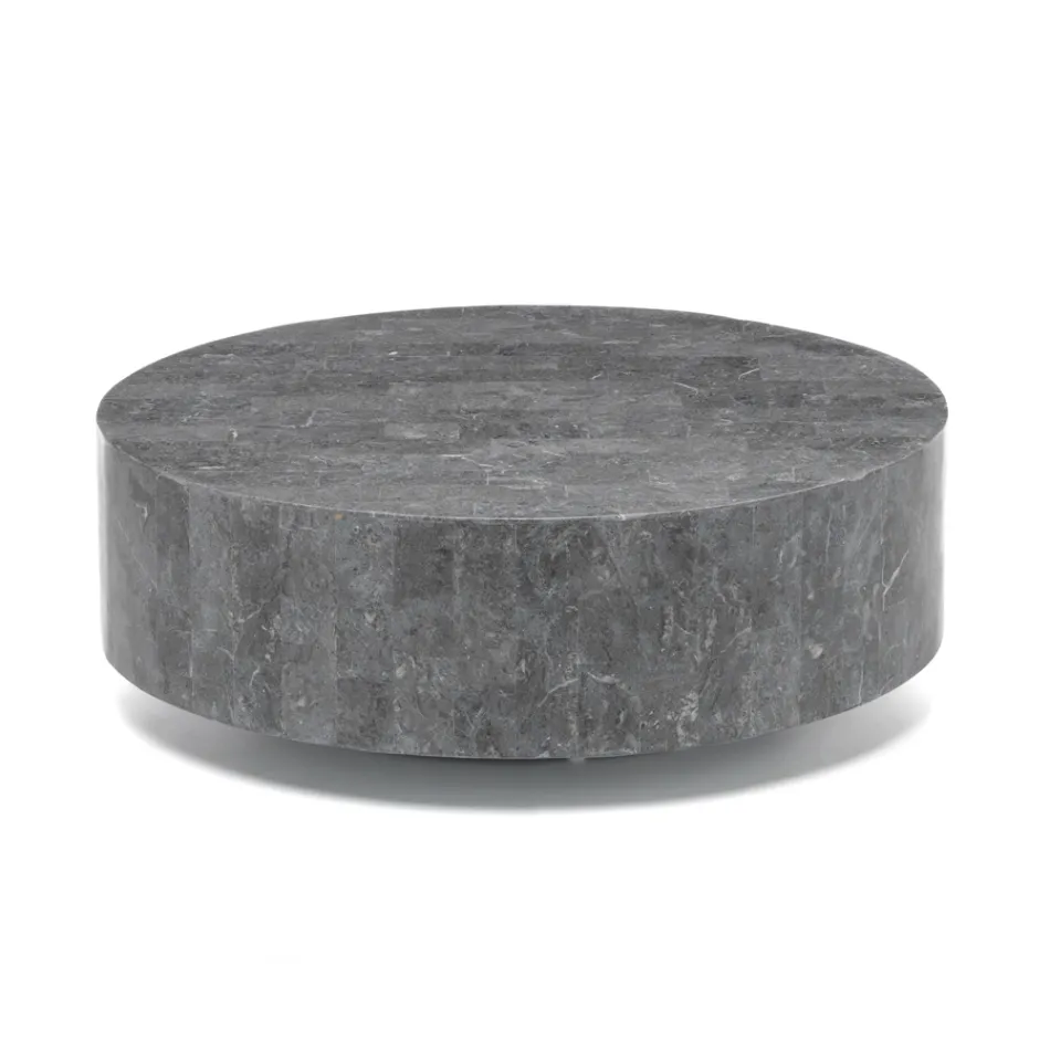 Modernt runt soffbord i fossil sten - Vermont Viadurini
