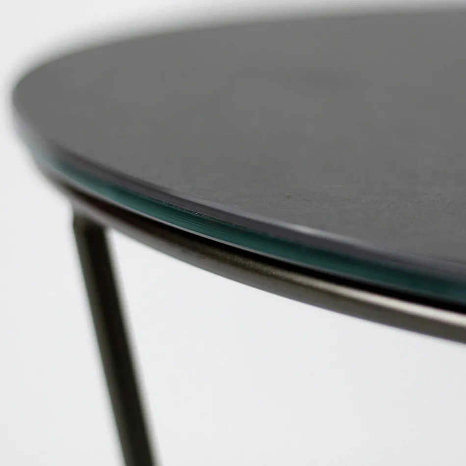 Runt soffbord tillverkat i stengods och stål tillverkat i Italien - Paini Viadurini