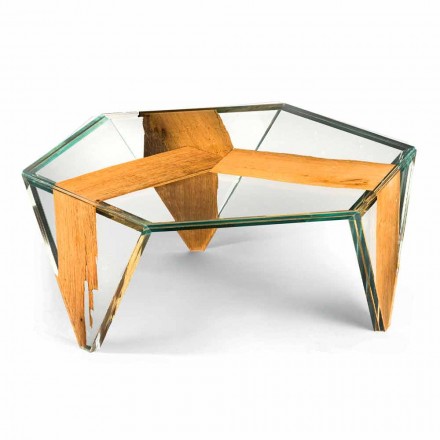 Format soffbord i glas och trä tillverkat i Italien - Mumbai Viadurini
