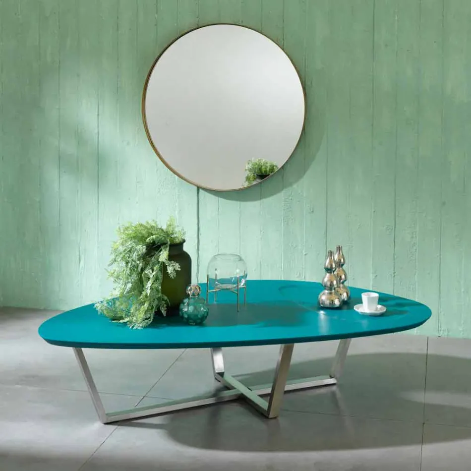 Modern formad loungebord i Mdf och Chrome Metal - Pimpa Viadurini