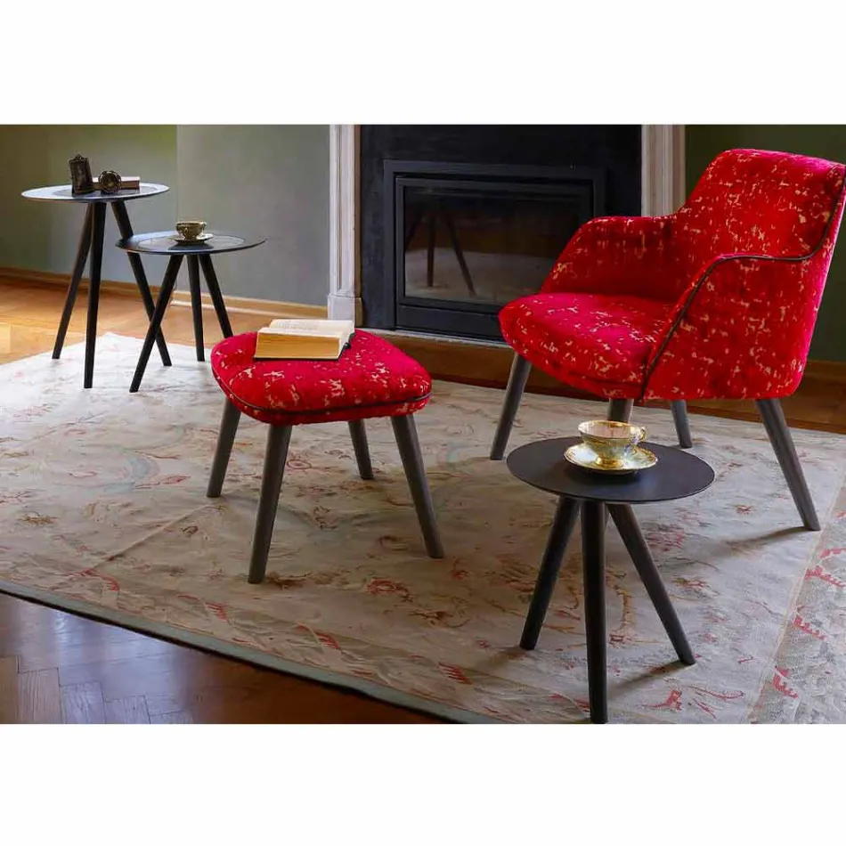 Runt soffbord i svartgrå lackerat trä tillverkat i Italien - Stuttgart Viadurini