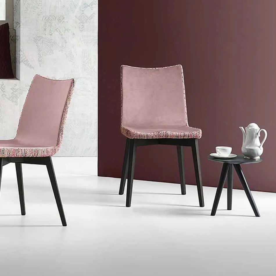 Runt soffbord i svartgrå lackerat trä tillverkat i Italien - Stuttgart Viadurini