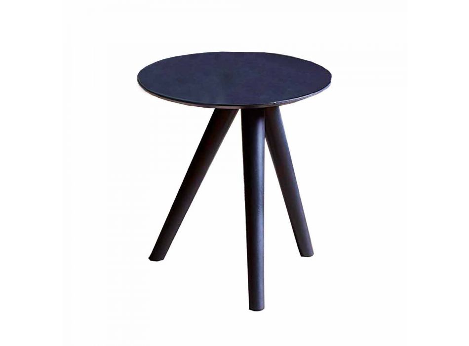 Runt soffbord i svartgrå lackerat trä tillverkat i Italien - Stuttgart Viadurini