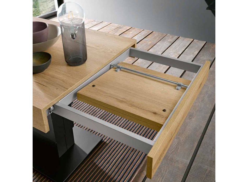 Omvandlingsbart soffbord i trä och stål Tillverkat i Italien - Demetro Viadurini