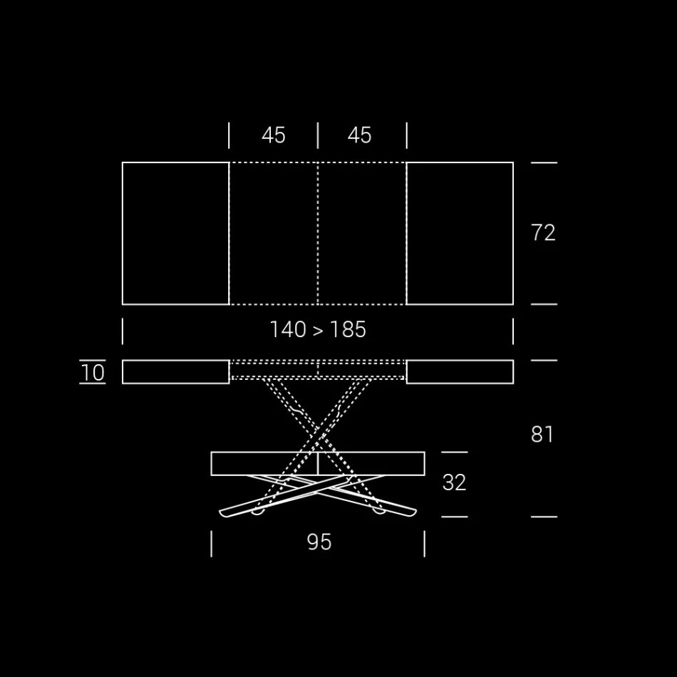 Transformerbart soffbord i trä och metall, tillverkat i Italien - Sanrocco Viadurini