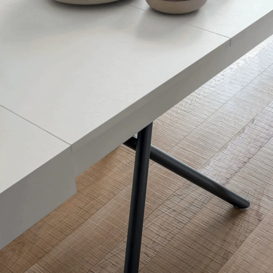 Transformerbart soffbord i trä och metall, tillverkat i Italien - Sanrocco Viadurini