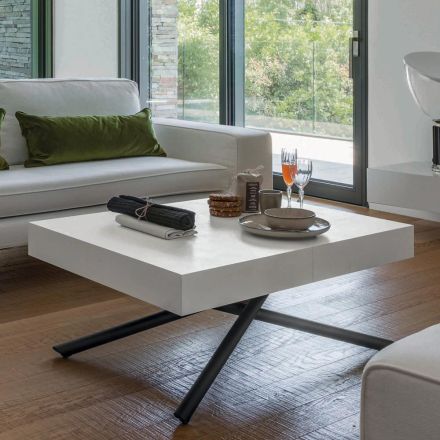 Transformerbart soffbord i trä och metall, tillverkat i Italien - Sanrocco Viadurini