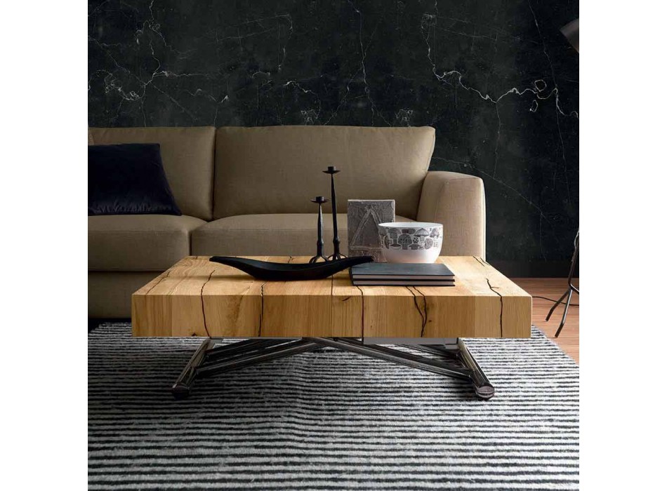 Omvandlingsbart soffbord i massivt trä tillverkat i Italien - Trabucco Viadurini